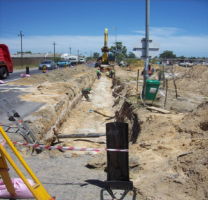 Storm water canals being installed next to Wimbled on Road